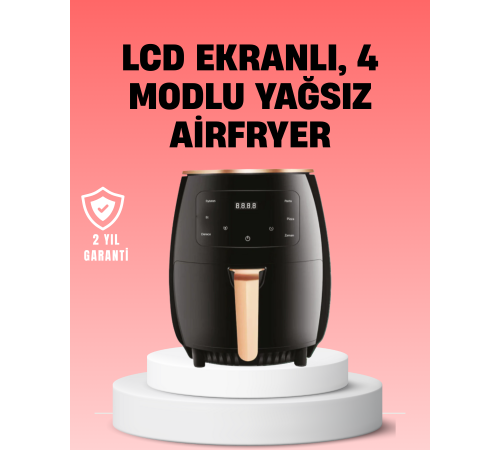 2400W Güçlü Airfryer 6L Yağsız Sağlıklı Pişirici LCD Dokunmatik