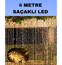 4 Metre Icicle Şelale Led Perde Işık Sarı Aydınlatma
