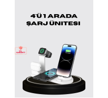 Apple Uyumlu Kablosuz Şarj İstasyonu 4 Cihaz Destekli ve Hızlı Şarjlı