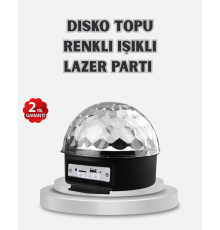 LED Disko Küresi Bluetooth Hoparlörlü Ritimle Senkronize Döner Işıklı