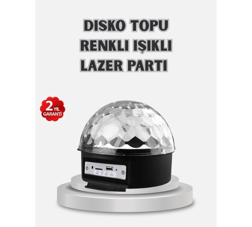 LED Disko Küresi Bluetooth Hoparlörlü Ritimle Senkronize Döner Işıklı