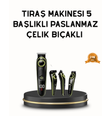 Erkek Bakım Seti 5’i 1 Arada Şarjlı Paslanmaz Çelik Başlıklı