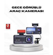 Full HD Üç Kameralı Araç Kamerası G-Sensörlü ve Gece Görüşlü