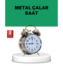 Gümüş Renkli Sessiz Işıklı Dekoratif Masa Üstü Çalar Saat Alarmlı