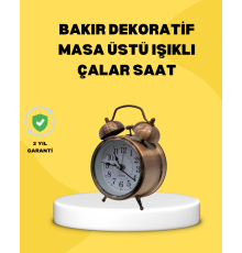 Dekoratif Bronz Renk Metal Alarmlı Masa Üstü Saat Klasik Tasarım