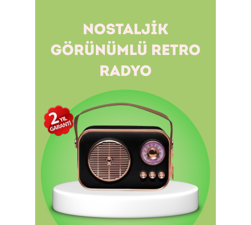 Nostaljik Retro Radyo – Bluetooth, USB ve FM Özellikli Şık Tasarım