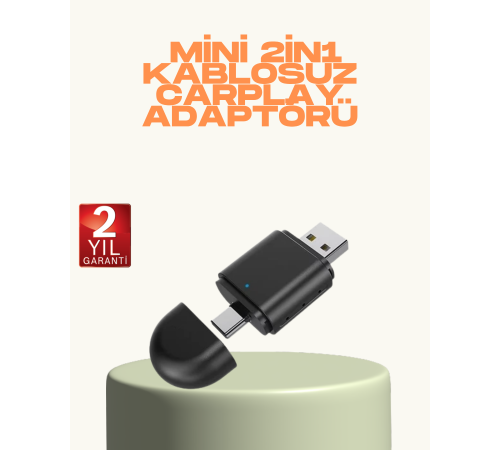Kablosuz CarPlay ve Android Auto Adaptörü – USB-A & Type-C Girişli Akıllı Dönüştürücü
