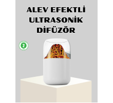 Ultrasonik Alev Efektli Aromaterapi Difüzörü USB Şarjlı ve Otomatik Kapanma Özellikli