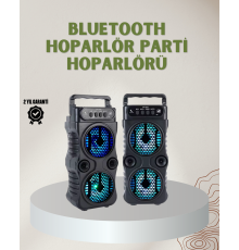 1200 mAh Şarjlı LED Işıklı Bluetooth Hoparlör – FM Radyolu, Hafıza Kart Destekli
