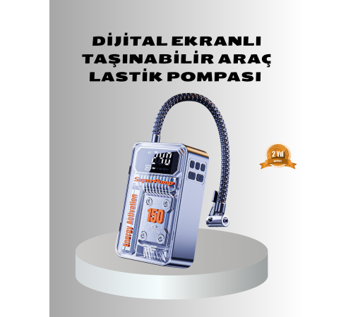 Şarjlı Kablosuz Hava Pompası – 150 PSI Basınç, LED Ekran ve 6000mAh Batarya