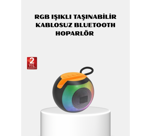 RGB Işıklı Bluetooth Hoparlör – 360° Stereo Ses ve 8 Saat Çalma Süresi