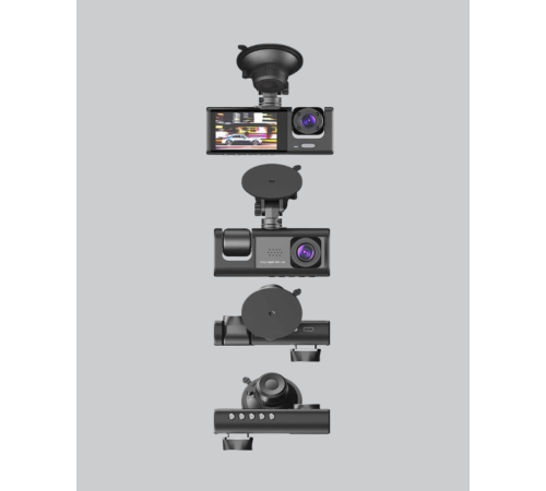 Üç Kameralı Araç İçi Kayıt Sistemi Full HD Gece Görüşlü ve G-Sensör Destekli