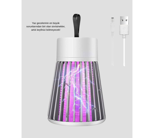 Şarjlı Mor Işıklı Sivrisinek Öldürücü Lamba – Sessiz ve Kimyasal İçermez