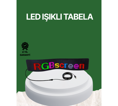 USB Girişli RGB LED Tabela Ayarlanabilir Parlaklık ve Kayan Yazı Özellikli
