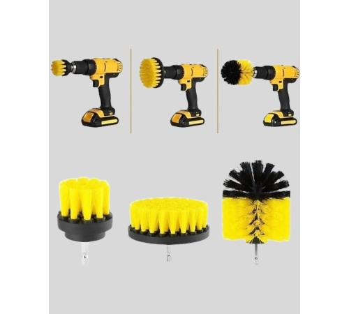 3’lü Matkap Temizlik Fırçası Seti – Banyo, Mutfak ve Araç Jantı İçin Etkili