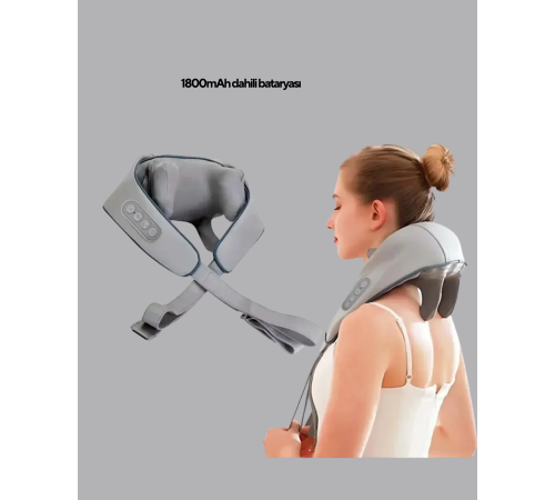 Titreşimli Boyun Masaj Cihazı Isı Terapili Şarjlı VNB-01 Ergonomik U Tasarım