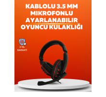 Stereo Kırmızı  Kulaklığı Yumuşak Pedli Mikrofonlu