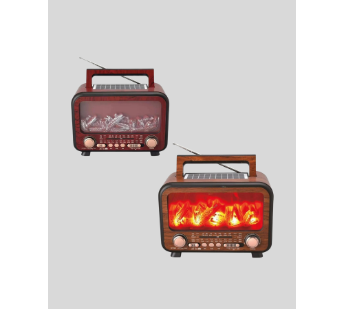 Şömine Efektli Solar Hoparlör Bluetooth 5.3 Radyo AUX USB TF Destekli