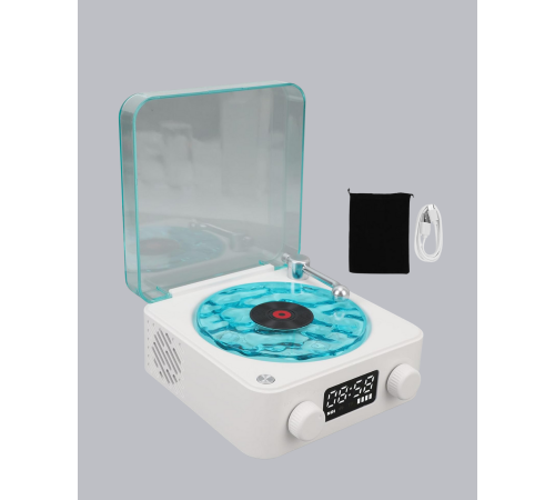 3-ü-1 Gece Işığı Bluetooth Hoparlör Dijital Saat Vintage Plak Çalar Tasarımlı