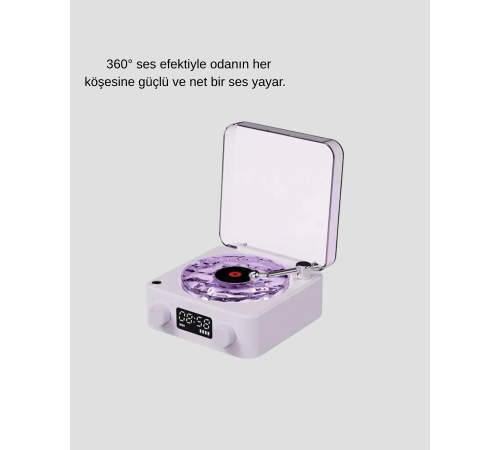 Bluetooth Retro Pikap Hoparlör 360 Derece Ses Projektörlü Gece Lambası Çok Fonksiyonlu