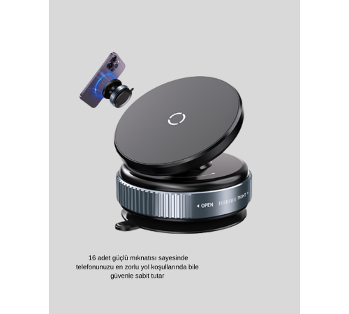 Mıknatıslı Araç Telefon Tutucu Vakum Teknolojili 360° Ayarlanabilir