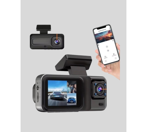 3 Kameralı Araç DVR 1080P Ön + HD Arka + İç Kamera Döngü Kayıt 2’’ Ekran