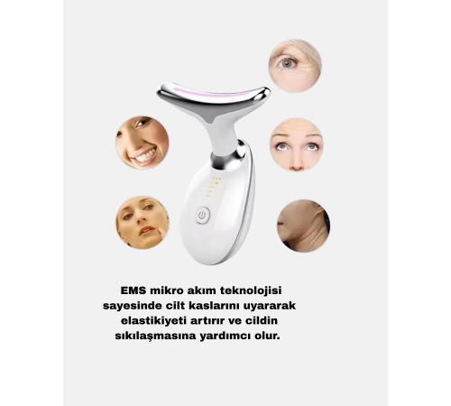 EMS Mikro Akım Yüz ve Boyun Sıkılaştırıcı Cihaz 7000 VPM Titreşim Isı Terapili