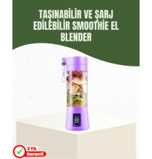 USB Şarjlı Portatif Blender 380ml Çelik 304 Bıçaklı Mobil Smoothie Maker