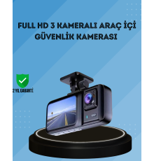 360° Kapsama Sahip Full HD Araç Kamerası 3’lü Kayıt Gece Görüşlü DashCam