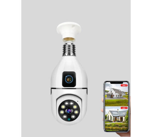 WiFi Ampul Güvenlik Kamerası 1080P Full HD Gece Görüşlü ve Hareket Algılamalı