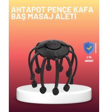 USB Şarjlı Kafa Masaj Aleti 3 Modlu 8 Başlıklı Stres Giderici