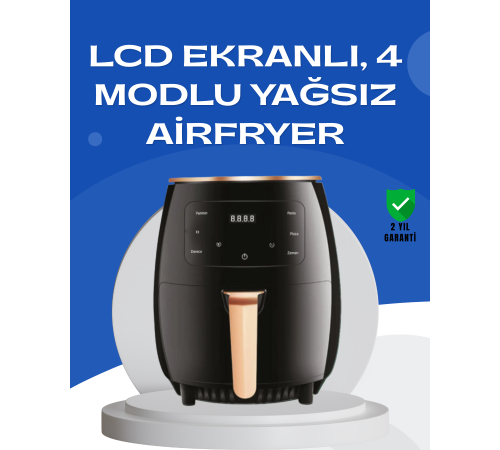 6L Yağsız Fritöz 2400W Dokunmatik Ekran Otomatik Kapanma Airfryer