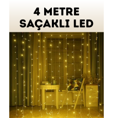 4 Metre Şelale Perde Led Işık Dış Mekan İç Mekan Uyumlu