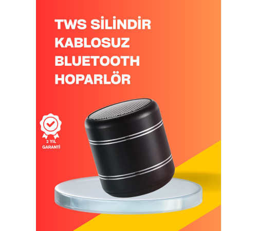 Mini Silindir Kablosuz Hoparlör Güçlü Ses 4W Bas + TWS Senkron Özellik