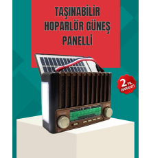 Nostaljik Tasarımlı Solar Şarjlı Radyo AM FM SW ve Bluetooth