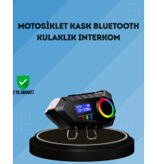 500mAh Bataryalı Bluetooth 5.4  İnterkom LED Ekranlı FM Destekli
