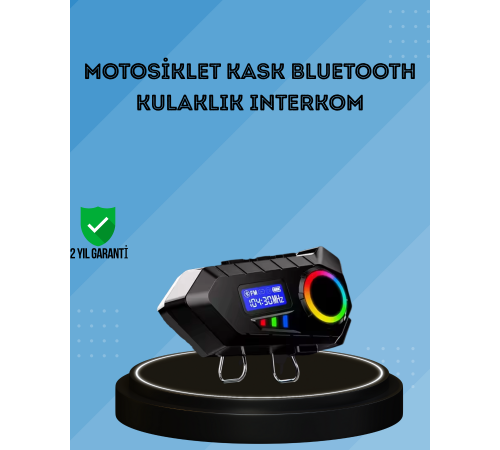 500mAh Bataryalı Bluetooth 5.4  İnterkom LED Ekranlı FM Destekli