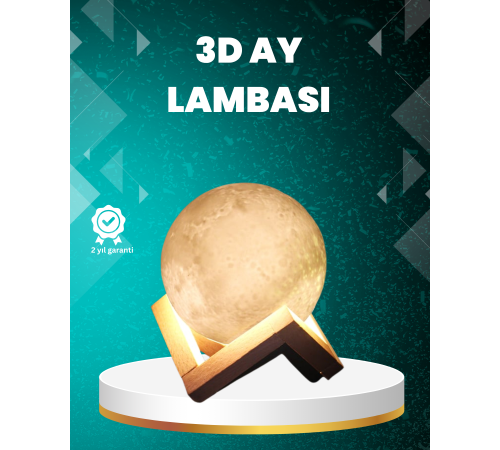 16 Renkli 3D Ay Gece Lambası RGB Modlu Şarjlı Uzaktan Kumandalı