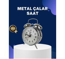 Alarmlı Dekoratif Yuvarlak Masa Saati Gümüş Renk Sessiz ve Işıklı