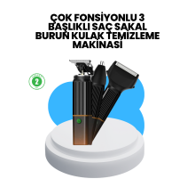 3’ü 1 Arada Erkek Bakım Makinesi – Paslanmaz Çelik Başlıklı Şarjlı Tıraş Seti