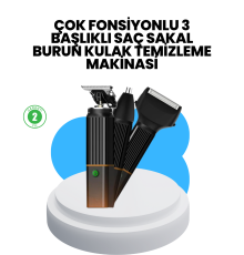 3’ü 1 Arada Erkek Bakım Makinesi – Paslanmaz Çelik Başlıklı Şarjlı Tıraş Seti
