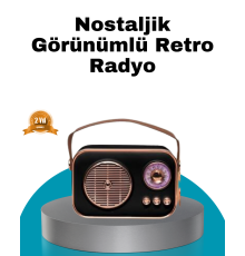 Retro Tarz Kablosuz Radyo – Bluetooth, USB ve TF Kart Girişli
