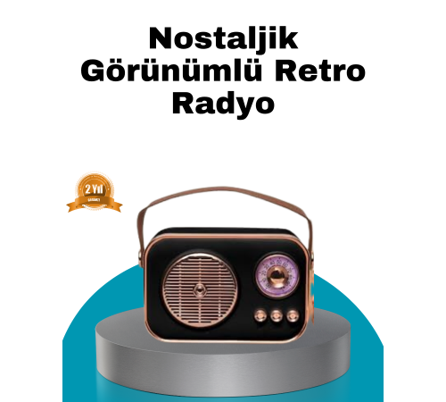 Retro Tarz Kablosuz Radyo – Bluetooth, USB ve TF Kart Girişli