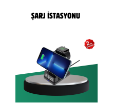 Kablosuz Şarjlı Dijital Masa Saati – 3 Parlaklık Seviyeli LED, Hızlı Şarj, Apple Uyumlu