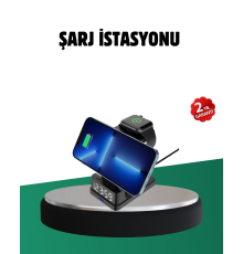 Kablosuz Şarjlı Dijital Masa Saati – 3 Parlaklık Seviyeli LED, Hızlı Şarj, Apple Uyumlu