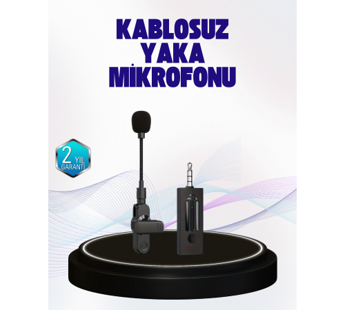 2.4 GHz Kablosuz Yaka Mikrofonu – 60 Metre Menzil, Gürültü Azaltma, Type-C Şarjlı