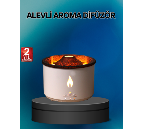 Alev Efektli Buhar Makinesi – Aromaterapi, Nemlendirme ve Işık Modlu Tasarım