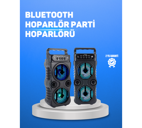 Kablosuz LED Işıklı Bluetooth Hoparlör – FM Radyolu, Mikrofon Girişli