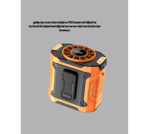 Turbo Mini Taşınabilir Fan – 100 Kademeli Dijital Hız Kontrolü ve Type-C Şarj