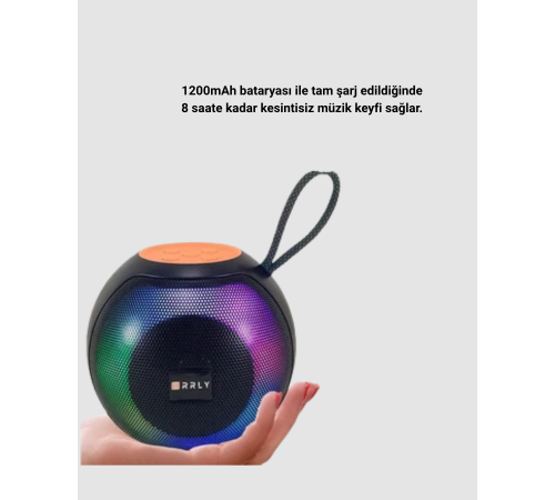 Taşınabilir Bluetooth Hoparlör – RGB Işıklı, Güçlü Bas ve 8 Saat Pil Ömrü